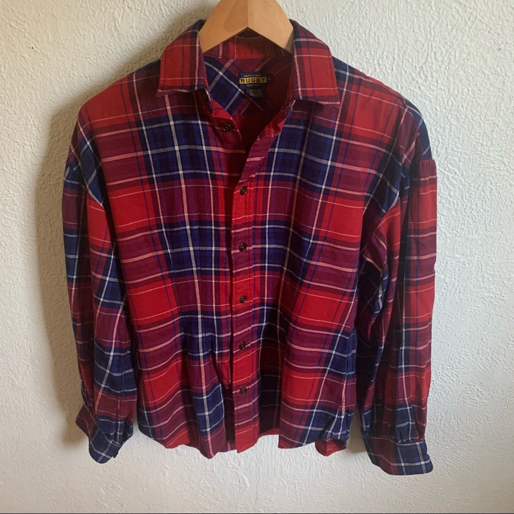 Ralph Lauren Red and Blue Plaid Button Down Shirt